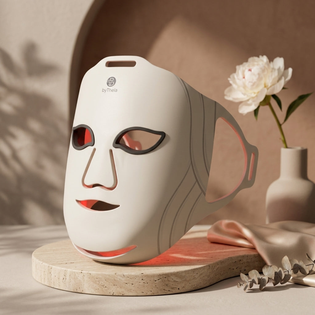 byTheia 5D Pro LED face mask with OLED display controller -Type-C charging, adjustable buckle, silicone safety goggles
and carrying bag included