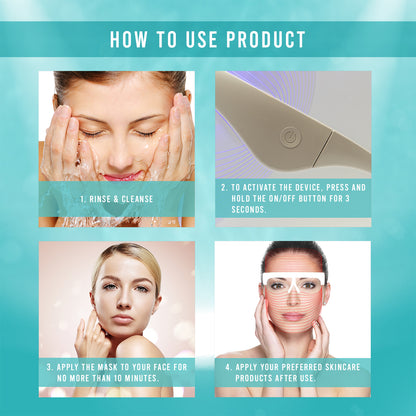 Instructions on how to use a LED face mask at home.