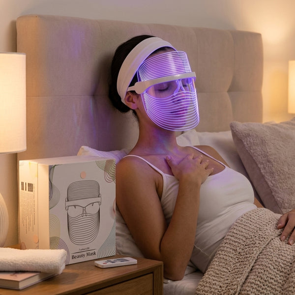 How to use byTheia 7 Colour LED face mask step 4 - relax during 10 minute auto-timer LED light therapy treatment
