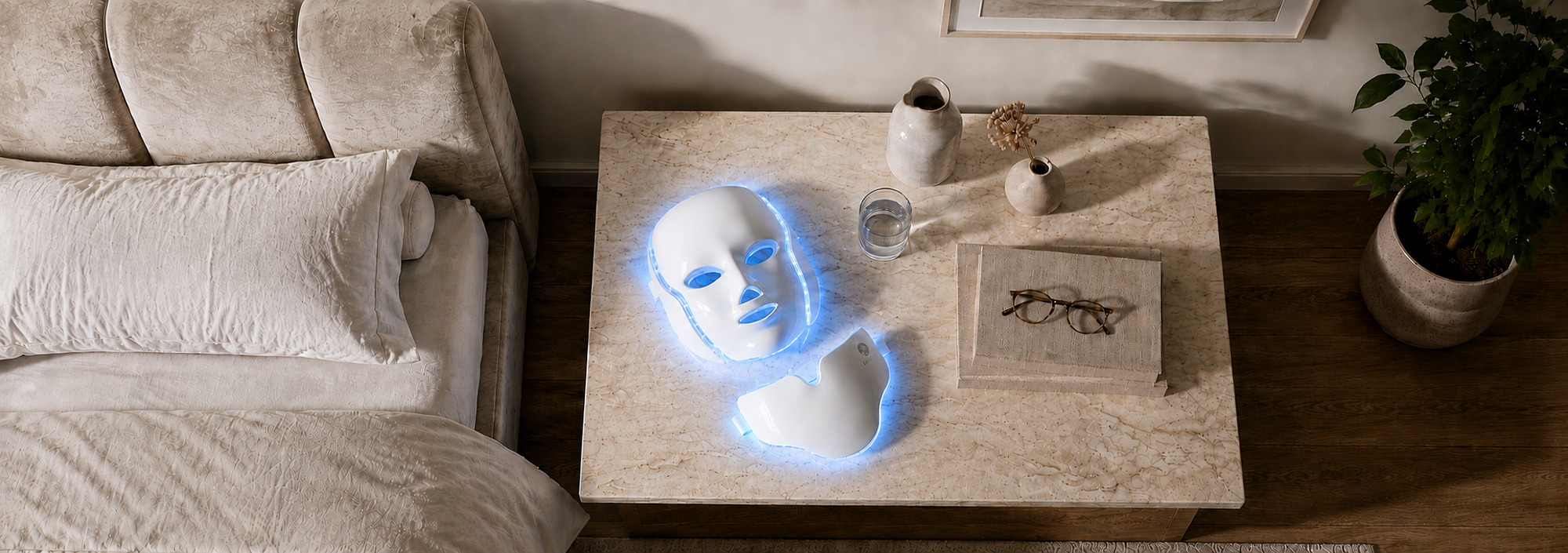 byTheia LED face and neck mask blue light mode 463nm - eliminates acne-causing bacteria and regulates sebum production
