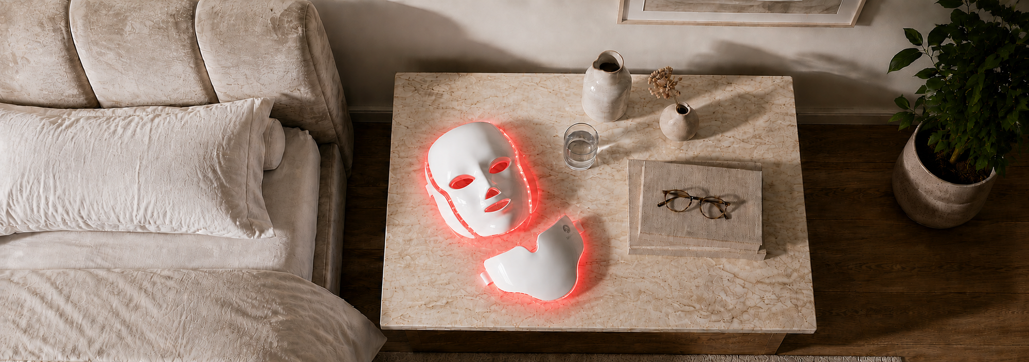 byTheia LED face and neck mask red light mode 650nm - boosts collagen and elastin to reduce fine lines and wrinkles