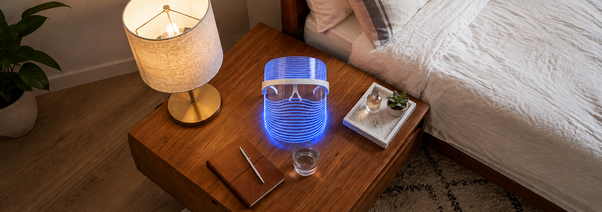 byTheia LED face mask blue light 415nm mode — eliminates P. acnes bacteria to reduce active breakouts without skin irritation
