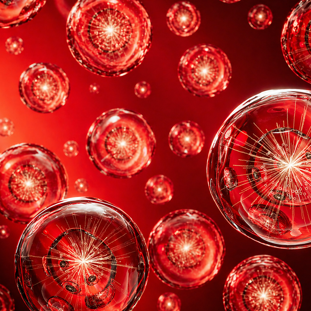 Diagram showing red and near-infrared LED light absorbed by cytochrome c oxidase in skin cells
